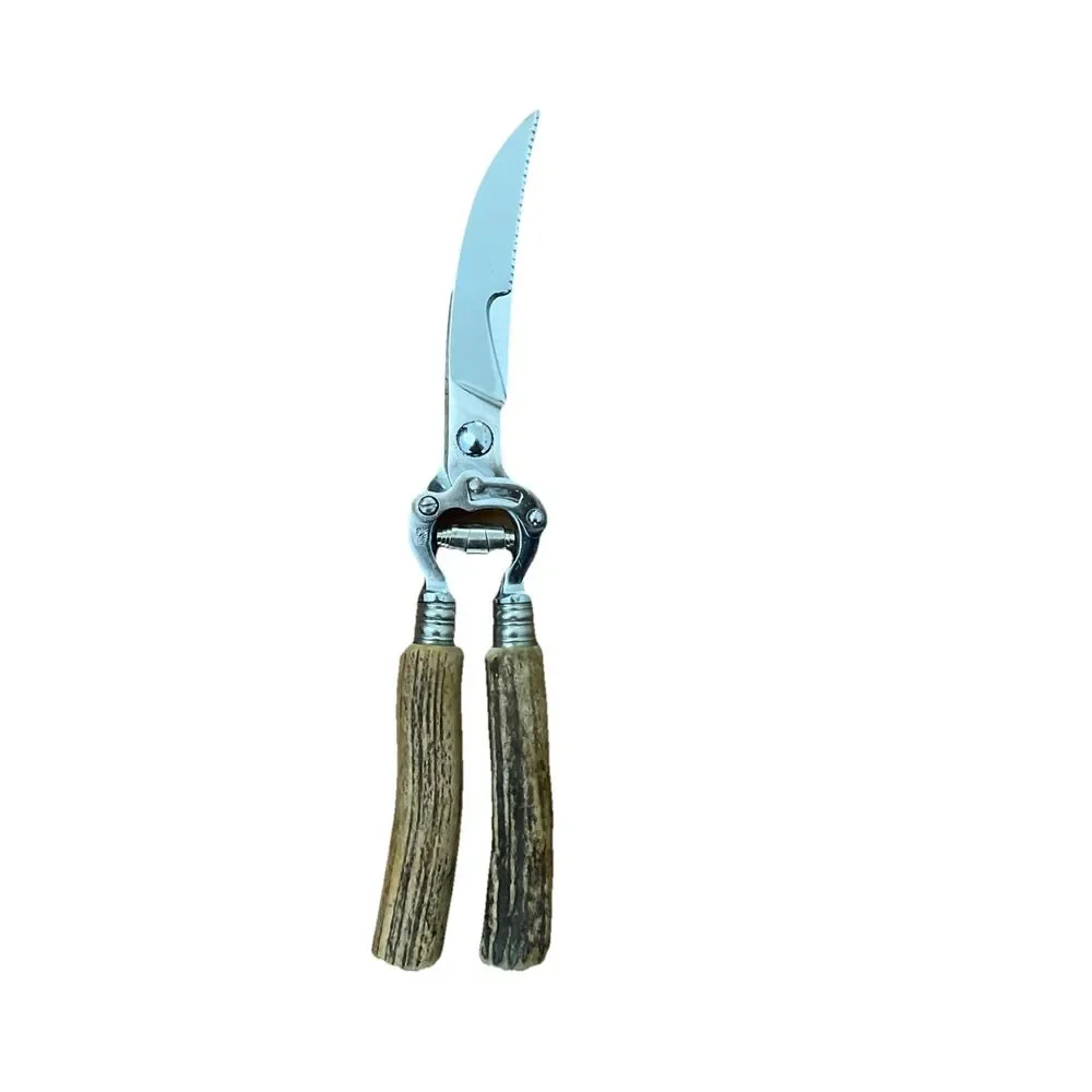 Vintage Kirk’s Germany Stag Handle Poultry Shears Antler Game Scissors MCM